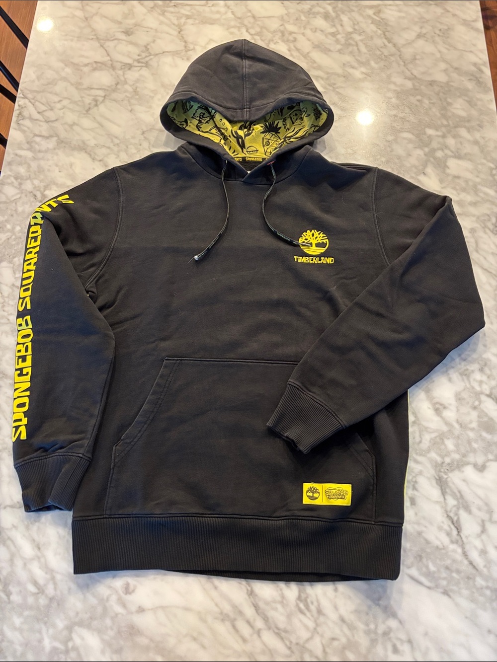 Timberland x SpongeBob Black Hoodie with Yellow Graphic Accents